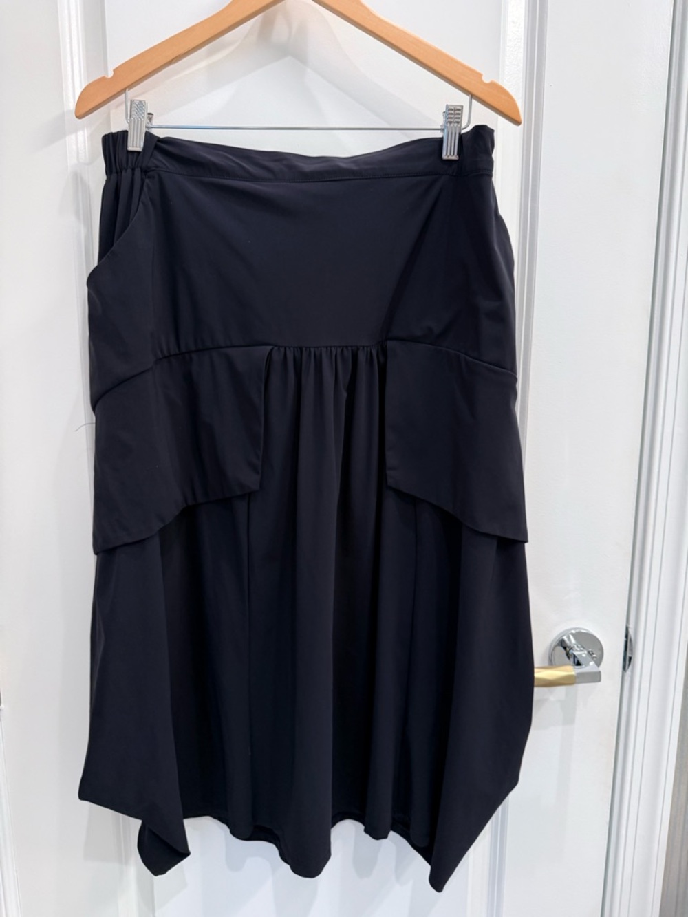 Women's Black Midi Skirt with Layered Details